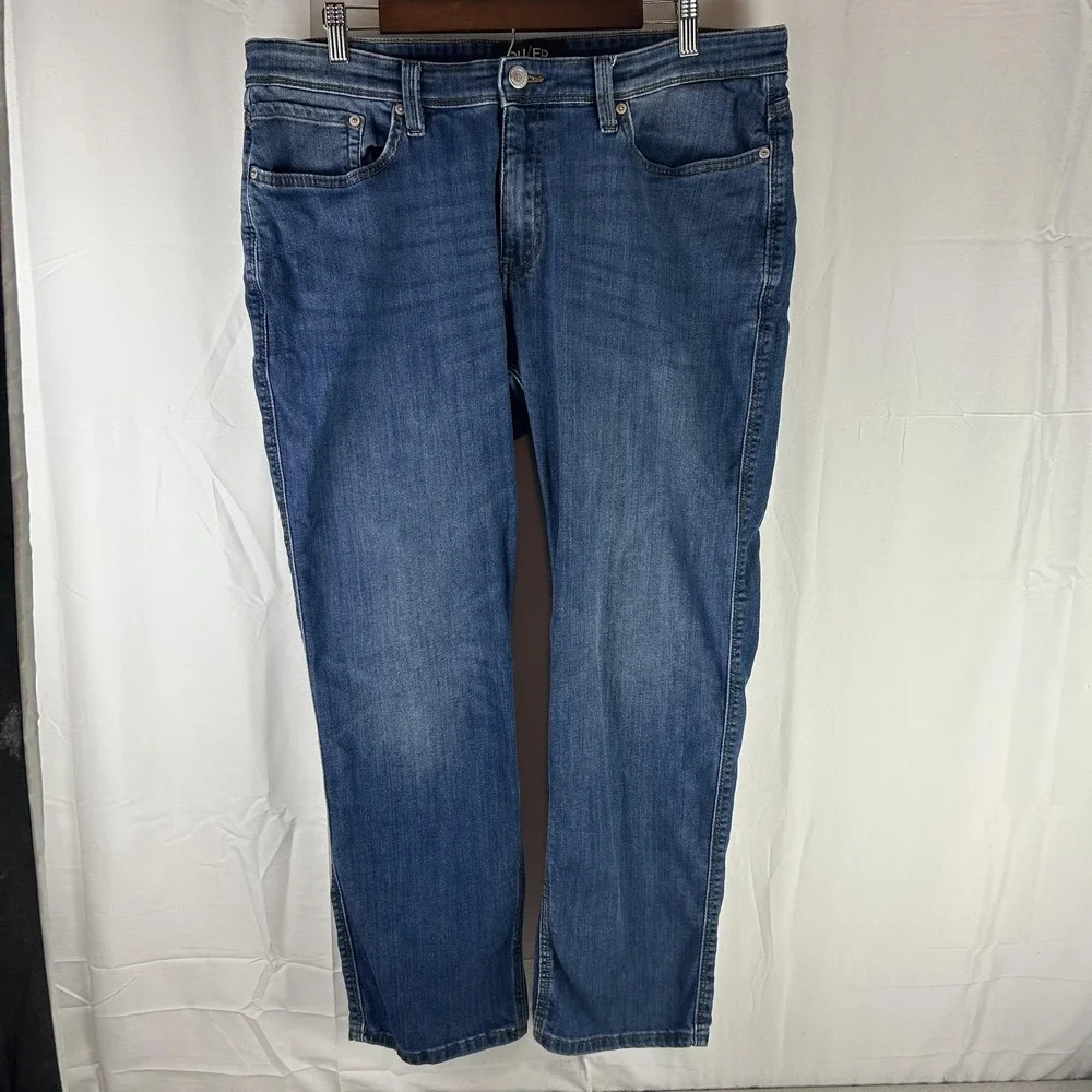 DU/ER L2X Relaxed Taper Jeans Mens 38x29 Blue Medium Wash Stretch Denim 5-Pocket